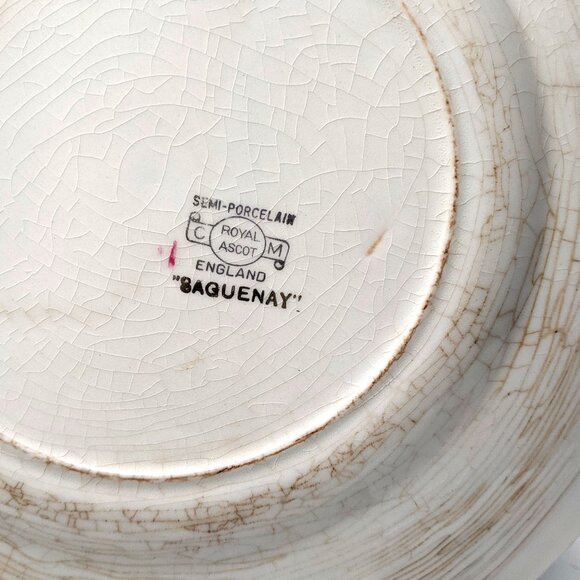 Royal Ascot SAGUENAY Green CM Semi Porcelain Plate England 1940's Floral - Picture 3 of 5